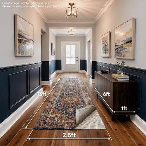 Veken Runner Rug Pad Gripper for Hardwood Floors, Non Slip 2.5x13 Ft Rug Pads for Area Rugs, Thick Rug Grippers for Tile Floors, Under Carpet Anti Skid Mat, Keep Your Rugs Safe and in Place - size: 2'6" x 13' (Rectangular), style: White