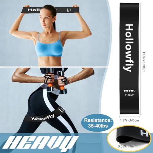 Hollowfly 12 Pcs Latex Resistance Loop Exercise Bands for Booty Workout Stretch Exercise Bands Non Slip for Legs Squat Resistance Loop Women Men Starter Butt Hip Thigh Fitness - color: Black, style: Heavy