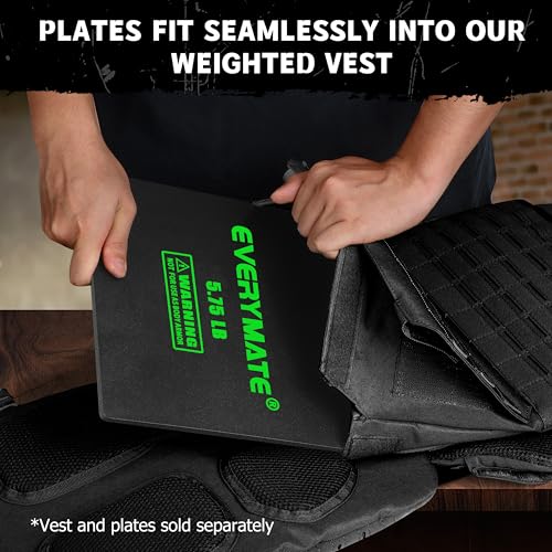 EVERYMATE Tactical Weighted Vest Plates – 3.75/5.75/8.75/14.5/19.75LB Pairs – Insert Weighted Vest Plates- Contoured Ergonomic Fit – WODs, Strength Training, Running, Weight Plates for Vest - color: 5.75LB*2, size: Straight