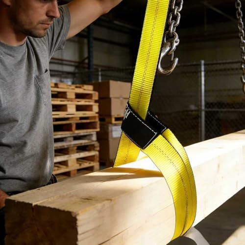 2''x 10FT Lift Sling Web Strap/Wear Guard End, Heavy Duty Flat Eye Lifting Sling with 15,000 lbs Reinforced Loops for Tree Saver Lifting Furniture Appliances Machine 2PK - size: 10ft