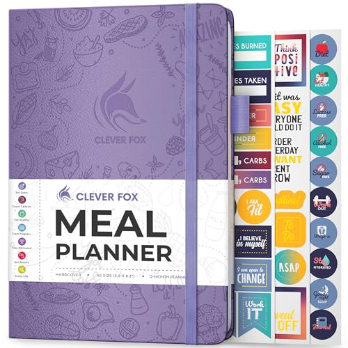 Clever Fox Weekly Meal Planner - Weekly & Daily Meal Prep Journal with Shopping and Grocery Lists for Menu Planning, Healthy Diet & Weight Loss Tracking, Lasts 1 Year, Undated, A5 - Lavender - color: Lavender