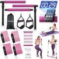 Upgraded Pilates Bar Kit with Resistance Bands Natural Latex for Women & Men, Heavy-Duty Stainless Steel Multifunctional Yoga Pilates Stick for Home Gym Exercise Fitness Equipment Full-Body Workouts - color: Purple Red