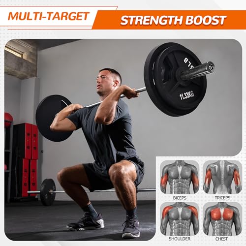 Signature Fitness 2-Inch Cast Iron Barbell Set, Including Multiple LBS Weight Plates and 6FT Barbell Set, Multiple - size: 160LB SET