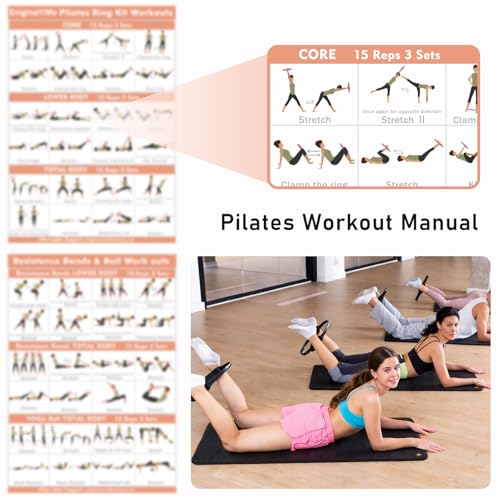 Pilates Ring Kit with Adjustable Ankle Wrist Weights, Resistance Bands, Ball, Pilates Equipment Ball for Home Workout to Tone, Sculpt and Strengthen, Fitness Magic Circle Rings for Yoga Women - color: Gray