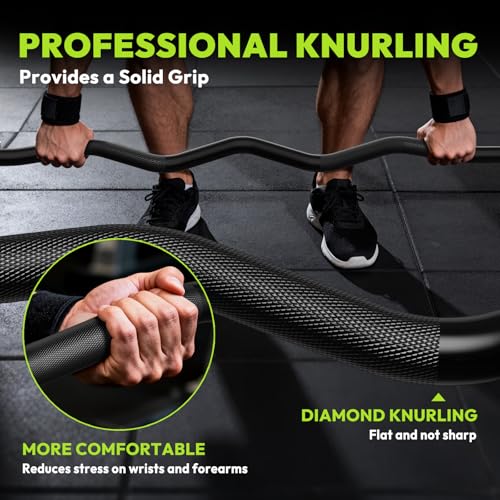 HANDBODE Olympic EZ Curl Bar 4 ft / 6.2 ft Barbell 2 Inch, 500lb / 700lb Capacity, Chrome Curling Bar for Weight Lifting, Biceps, Hip Thrusts, Squat, Home Gym Workouts - color: 4ft Curl Bar 20lb, Black & Silver