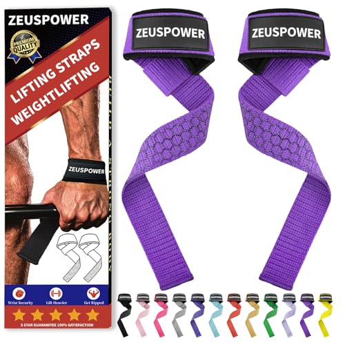 Lifting Straps Wrist Straps for Weightlifting Gym Straps Weight Lifting Deadlift Workout Women Men Dumbbell Straps for Hand RDL Strap Exercise Straps Dead Lift Cotton Neoprene Padded Zeus Power - color: 06-Royal Purple Silicone