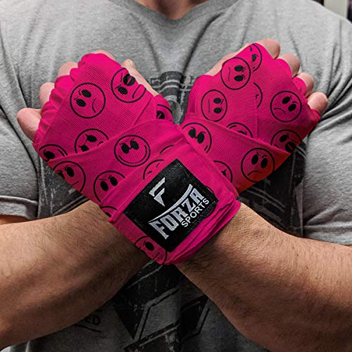 Forza Sports 180" Mexican Style Boxing and MMA Handwraps - color: Smileys Hot Pink