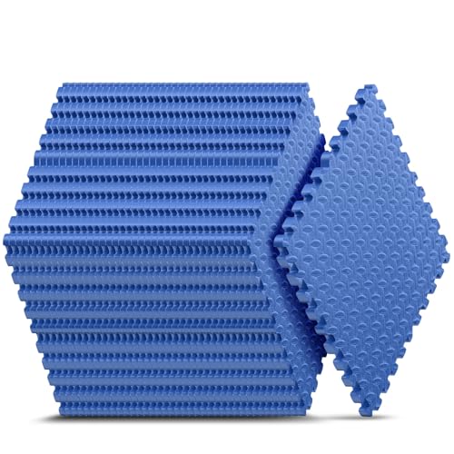 36 Pack 144 sqft Home Gym Mat, Puzzle Exercise Mat, EVA Interlocking Foam Floor Tiles for Home Workout Equipment and Kids' Play Areas -, 24 in x 24 in x ½ in, Blue 36 Tiles - color: Blue, size: 36 Pack(144 SF)