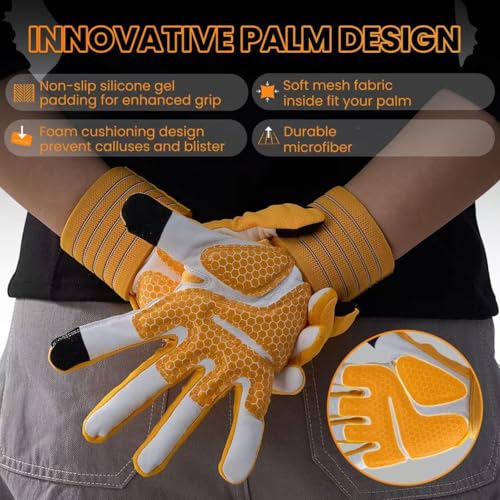Weight Lifting Gloves with Wrist Support - GymGloves - Leather Palm Anti-Slip Grip - Full Palm Protection - Breathable - WorkoutGloves - Multi-Use Fitness Gear for Men & Women - size: X-Large