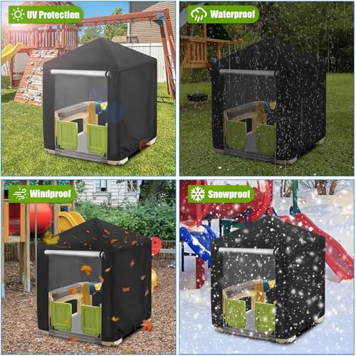Outdoor Playhouse Cover for Outsunny Outdoor Kids Playhouse,Waterproof Kids Outside Play house Cover Outdoor Play Houses Covers for Kids - 45"L×50"W×54"H, Black - size: 50"L×45"W×54"H