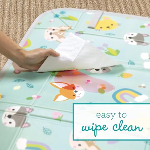 Infantino Foldable Foam Play Mat Reversible 57x57 in, Animals | Reversible design with two sides to play, Lightweight & portable, Water-resistant & wipeable, Folds flat for easy storage - style: Animal-Themed Foam Mat