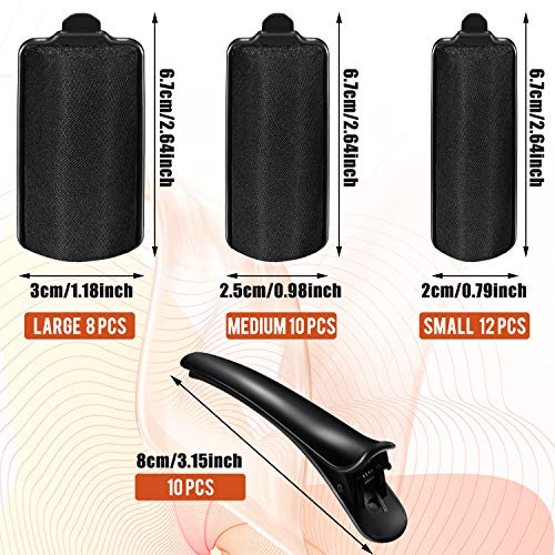 40 Pieces Sponge Hair Rollers Satin Rollers Silk Foam Roller Women Hair Curlers with Duck Teeth Clips for Hairdressing Styling(Black) - color: Black