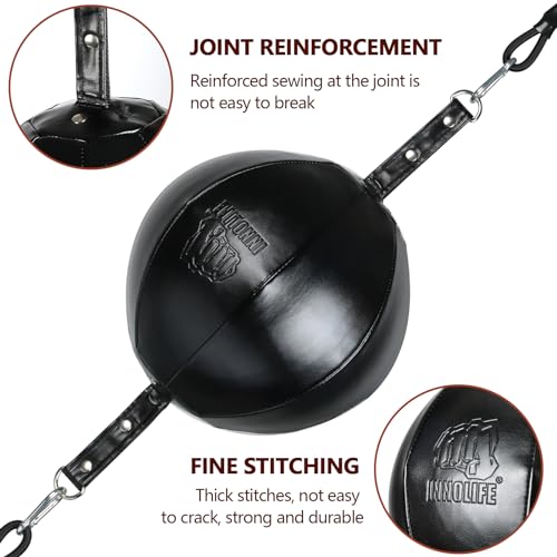InnoLife Double End Punching Ball Striking Punching Bag Kit, Speed Striking Reflex Kit with Bungee Cords Perfect for Reaction, Agility, and Hand Eye Coordination Training - color: Black