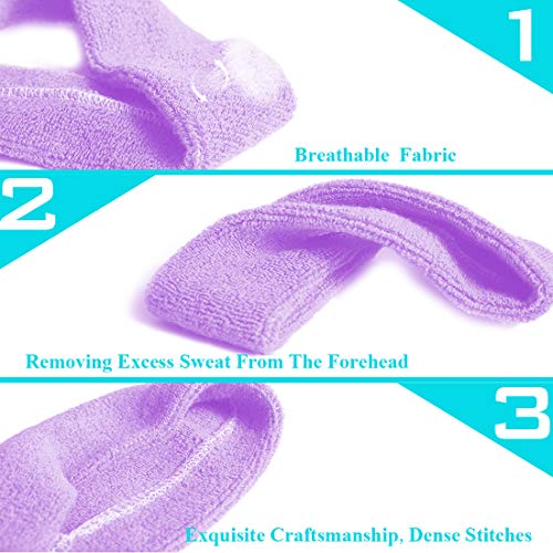 3 Pack Men & Women Sports Sweatbands Headbands - color: Gray,Lake Blue,Purple