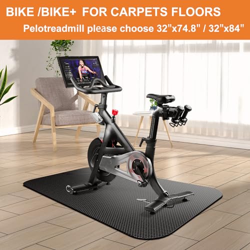 Treadmill Mat,Bike Mat,Stationary Bike Mat,Foldable Treadmill Mat for Hardwood Floors and Carpet.for Exercise Bike,Exercise Equipment Indoor Cycles,Rowing Elliptical (32" X 74.8") - color: 32" X 74.8"