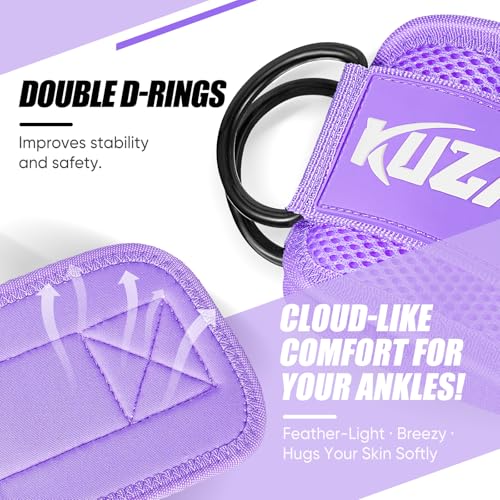 KUZARO Ankle Resistance Bands with Cuffs, Ankle Weights Bands for Working Out, Women Leg and Glutes Workout Equipment, Exercise Bands for Kickbacks, Butt and Booty Trainer, Home Gym Fitness Equipment - color: Purple