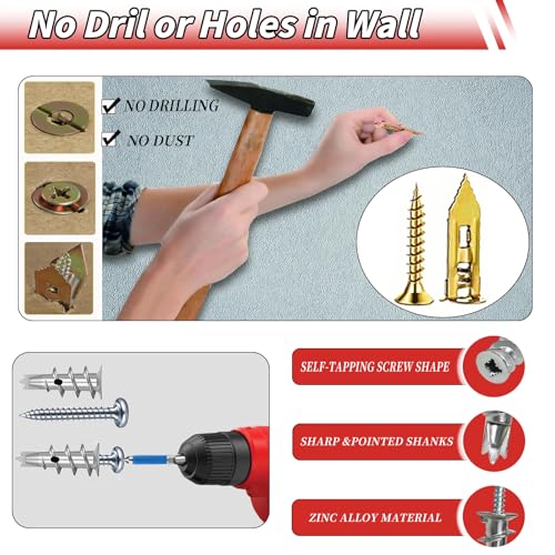 220PCS Self Drilling Drywall Anchors with Screws Kit, Wall Anchors for Drywall, 5-Sizes Metal Expansion Bolt for Dry Wall,110 PCS Sheetrock Anchors and 110 PCS Screws-No Drill Needed