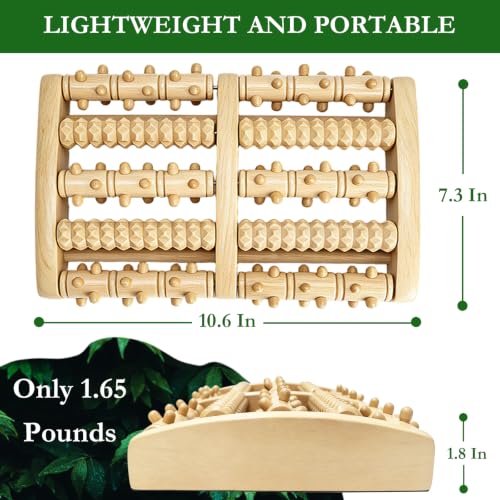 Dual Foot Massager Roller, Wooden Foot Massager, Gifts for Women and Men | Fast Relief for Plantar Fasciitis, Acupressure Tool with Reflexology Chart, Pain Relief for Seniors & Desk Workers