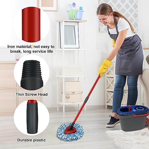 2 Pack Spin Mop Replacement Head,1 Base,4-Section Sturdy Iron Mop Handles Compatible with O Ceda EasyWring RinseClean 2 Tank System Mop,Oceda Mop Refills and Mop Stick 30" to 58" Set to Floor Clean - color: 1 Sets Mop Handle + 2 Blue Heads + 1 Base