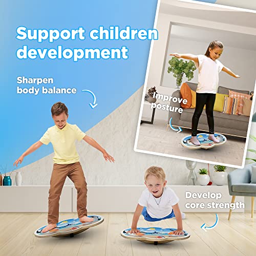 Wooden Balance Board Kids, Wobble Board For Balance, Balance Board Toddler Supporter, Balance Boards for Stability and Core Training - color: 1. Penguin