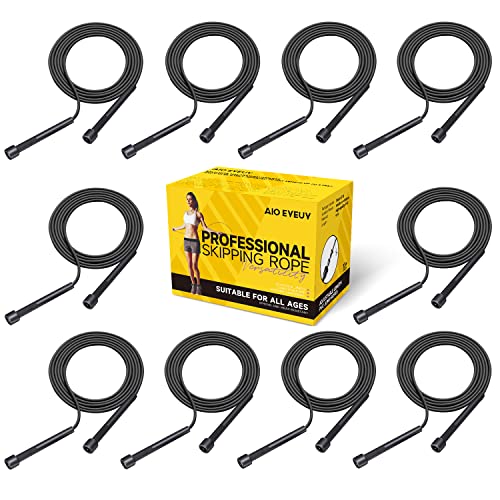 10 Pack Adjustable Jump Rope for Fitness and Exercise - PVC Skipping Rope for Men, Women and Teens - Tangle-Free for Keeping Fit, Training, Workout - color: 10Pack-Black*10
