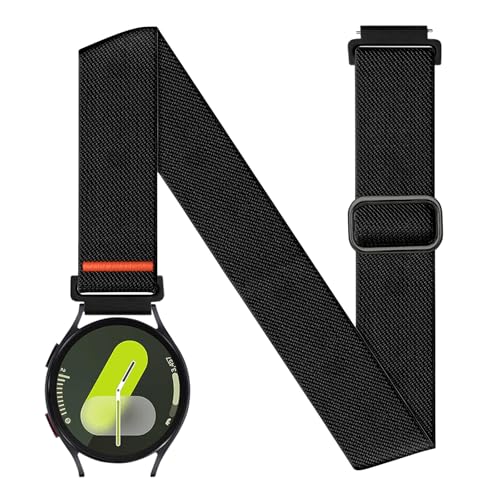 20mm Nylon Sport Ankle/Arm Band Compatibel with Galaxy Watch 7/6/5/4/FE 44mm 40mm/Watch 5 Pro/ 6 Classic 47mm 43mm/ 4 Classic Strap,Elastic Oberarmband Bicep Band for Women Men - color: Black