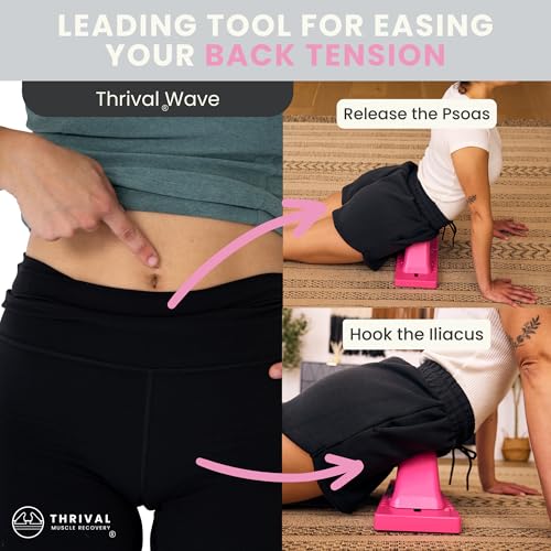 Thrival Wave - Fully Adjustable Psoas, Back and Hip Flexor Muscle Release Tool with Thrival App for Targeted Routines, Deep Tissue, Trigger Point Massage (Pink) – Made in USA - color: Pink, size: Thrival Wave