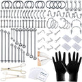A-minusone 84+98+120PCS Body Septum Piercing Kit 14G 16G Tools for Nose Tongue Lip Ear Eyebrow Belly Button Cartilage Tragus Industrial Barbell Helix Daith Piercing Jewelry Clamps - size: 120 Pcs