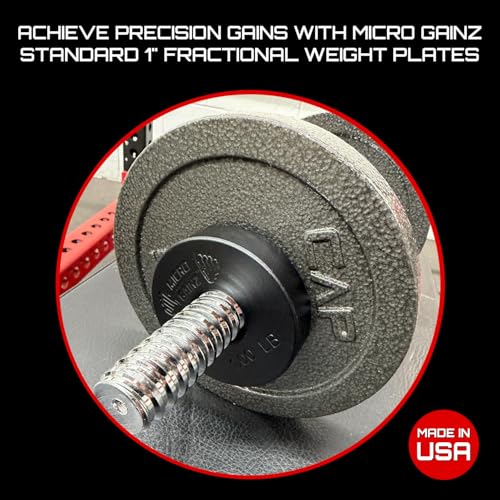 Micro Gainz Standard 1-Inch Center Hole Fractional Weight Plates Set of 2 Plates, Choose Set (.25LB-1.25LB), Designed for Standard 1-inch Barbells & Dumbbells, Made In USA - color: 1lb Black