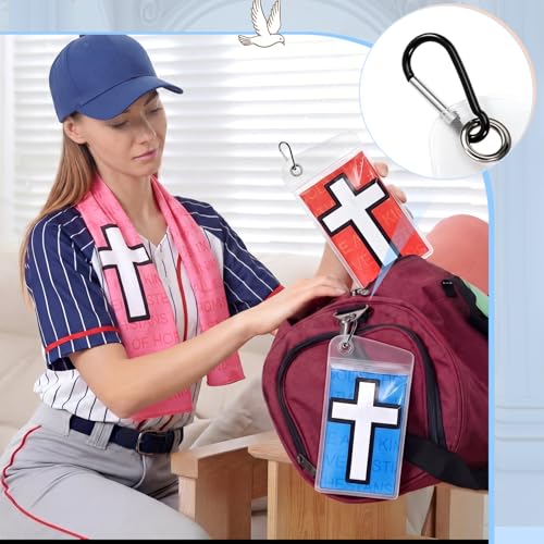 Tiamon 12 Pack Baseball Cooling Towels 40" x 12" Christian Bible Verse Towels Microfiber Softball Chilly Cool Wrap with Religious Cross for Baseball, Softball, Sports, Gym, Yoga, Running, Church Gifts