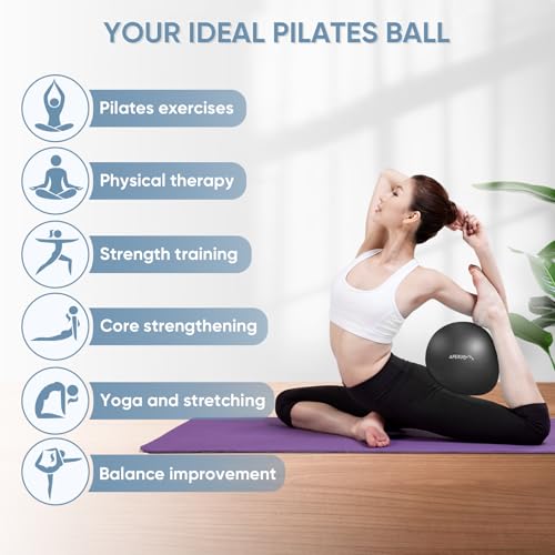 APEXUP 9 Inch Pilates Ball Small Exercise Ball for Yoga, Fitness, Balance, Core Workout, Physical Therapy - color: Carbon Black