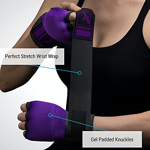 Hayabusa Quick Gel Hand Wrap Boxing Gloves | Slip-On Design, Padded Knuckle Protection, Hook and Loop Closure, Muay Thai Kickboxing, Men and Women, Sparring - color: Purple/Black, size: Medium