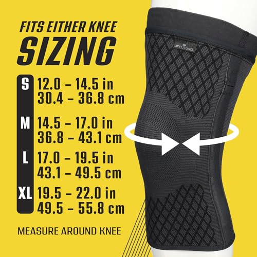 Futuro Premium Compression Knee Sleeve with Stabilizers, Removable Stabilizers, Advanced Customizable Compression Sleeve, for Mild Arthritis, Swelling, Soreness, Sprains, and Strains XLarge - size: X-Large