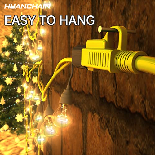 HUANCHAIN Outdoor Extension Cord 100 ft Waterproof, 16/3 Gauge Flexible Cold-Resistant Appliance Extension Cord Outside, 10A 1250W 16AWG SJTW, 3 Prong Electric Cable Yellow, ETL