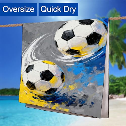 Soccer Balls Beach Towel, 36"x72" Sand Free Quick Dry Thin Lightweight Microfiber Towel Gifts for Soccer Fans - color: Sport-6