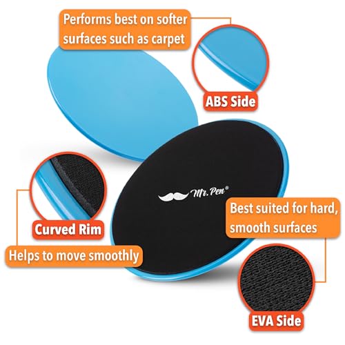 Mr. Pen Core Sliders for Working Out - 2 Pack Dual Sided Workout Sliders Discs - color: Blue