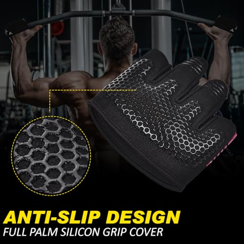 AYRO Workout Gloves for Men & Women, Minimal Short Partial Gym Gloves, Weight Lifting Gloves with Full Palm Protection, Extra Grip Pads & Hand Support for Training & Fitness - color: Pink, size: X-Small