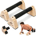 Push-up Stand, 2 PCS Wood Pushup Bars Non-Slip Base Exercise Home Workout Equipment, 30CM Wooden Parallettes Handle Stands Grip for Men (Wood-20cm)