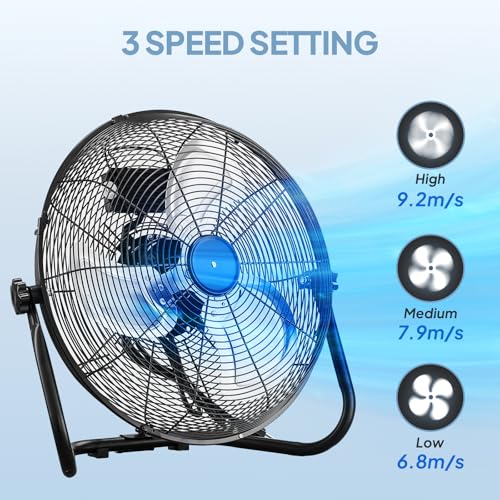 ROVSUN 16" High Velocity Floor Fan with Wall-Mounting System, 3-Speed Heavy Duty Metal Industrial Fan with Adjustable Tilt, Wall Mount Fan Cooling for Commercial, Garage, Workshop, Greenhouse, 2-Pack - size: 16'' (2-pack)