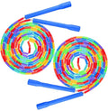 2 PACK 16.5FT Double Dutch Jump Ropes for Adults Kids, Rainbw Long Jump Rope, 1” Beaded Jump Rope for Fitness, Segmented Skipping Ropes for Exercise Training, Tangle-Free - color: Rainbow-2Pcs