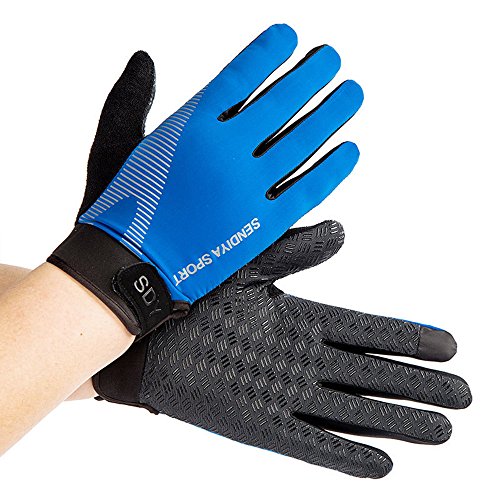 YHT Workout Gloves, Full Palm Protection & Extra Grip, Gym Fishing Fencing Gloves for Weight Lifting, Training, Fitness, Exercise (Men & Women) - color: Blue, size: Medium