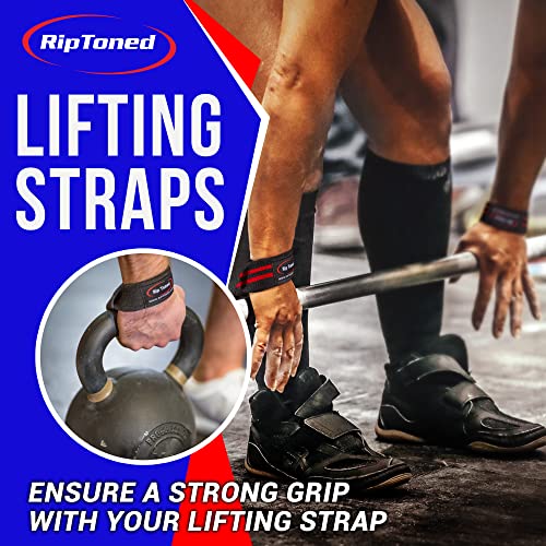 Rip Toned Lasso Lifting Straps for Weightlifting, 23¼" Padded | 1 Pair, cotton, non-latex neoprene. No break-in. Quick release. Deadlifts, rows, shrugs, pull-ups. Machine washable. - color: Orange