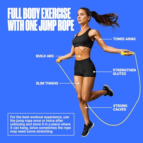 SPORTBIT Adjustable Jump Rope for Fitness and Exercise | Fitness and Exercise, Cardio, Boxing, and Weight Loss, Speed Rope, Men & Women - color: Yellow