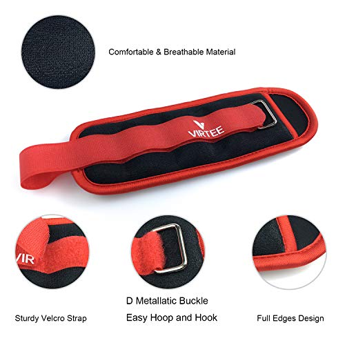 Ankle/Wrist Weights for Women, Men, Kids - Arm Leg Weights Set with Adjustable Strap - Running, Jogging, Gymnastic, Physical Therapy, Fitness - Choice of 1 lb 2 lbs 3 lbs 4 lbs 6 lbs 8 lbs 10 lbs - style: 1 lbs pair (0.5 lbs each), Red