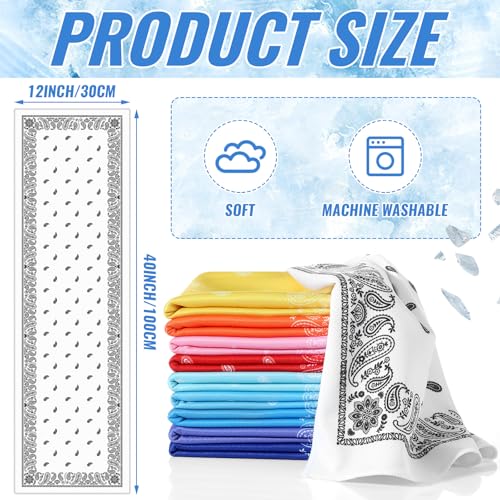 Eurzom 10 Pack Paisley Cooling Towels 40"x12" Microfiber Ice Towels Bulk for Neck & Face Summer Quick-Dry Sweat Rags for Gym Yoga Golf Running Sport Hot Weather Gifts