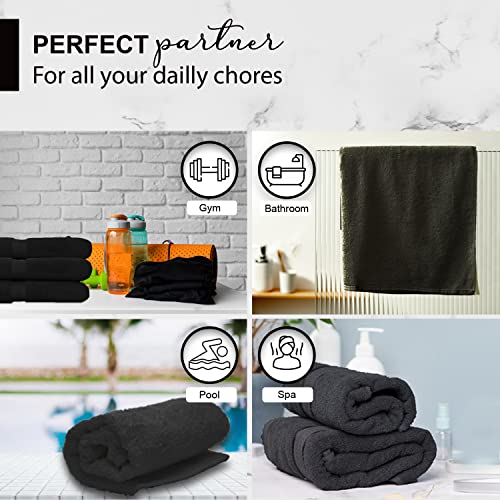 KAHAF COLLECTION 100% Cotton Bath Towels, 24x48 Pack of 6 Towels, Quick Dry, Highly Absorbent, Soft Feel Towel, Gym, Spa, Bathroom, Shower, Pool, Luxury Soft Towels (Grey, 24x48-6 Pack) - color: Grey, size: 24x48 - 6 Pack