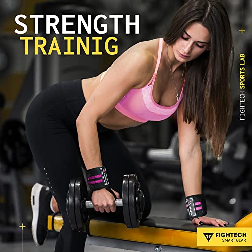 FIGHTECH Wrist Wraps for WeightLifting | 18 inch Professional Grade Lifting Wrist Wraps | Best for Powerlifting Competition, Strength Training, Bodybuilding (Pink, 18 Inch) - color: Pink