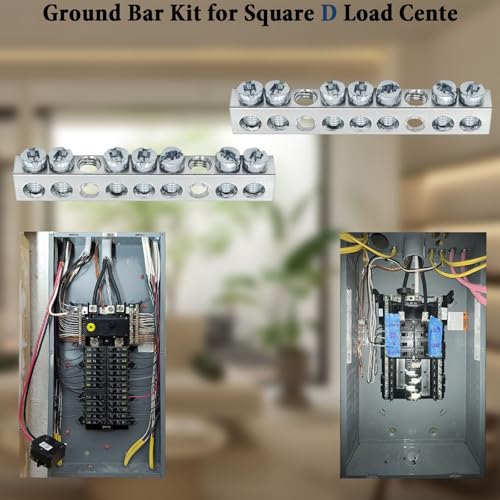 Ground Bar Kit for Square D 2 Pack | 7 Terminal Grounding Bar Compatible with Schneider Electric Load Centers - size: 7 Terminal