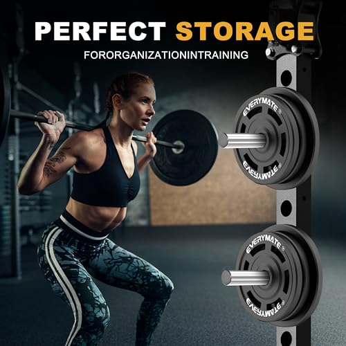 EVERYMATE Weight Plate Holder Power Rack Attachment 2 Inch Olympic Plate Storage Power Squat Rack Holder Weight Plates for 2x2 3x3 2x3 Power Cage Accessories Weight Plate Rack - color: C-1" hole(4pack)-Stainless Steel