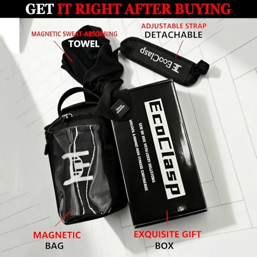Magnetic Gym Bag Water Bottle Holder Small Gym Bag for Men, Gym Gifts, 11LB Strong Grip Waterproof 900D - color: Black